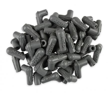 MSD Boots, 90 Degree Logo Spark Plug, Gray Silicone 50EA 34514