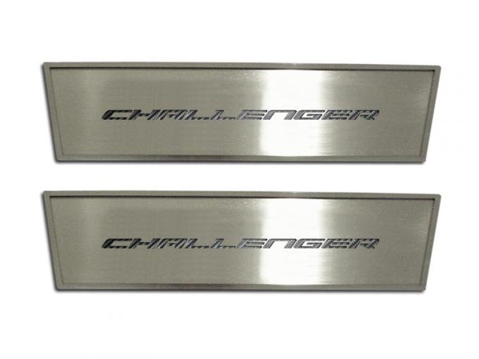 2008-2014 Dodge Challenger -'CHALLENGER' Door Badge Plate 2Pc - Brushed/Carbon Fiber 151031