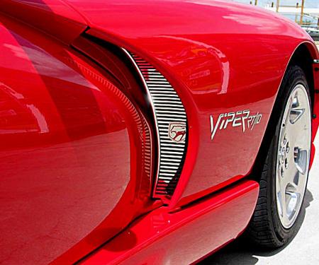 American Car Craft 1996-2002 Dodge Viper Hood Vents Side Stainless Polished 2pc w/LOGO 962008