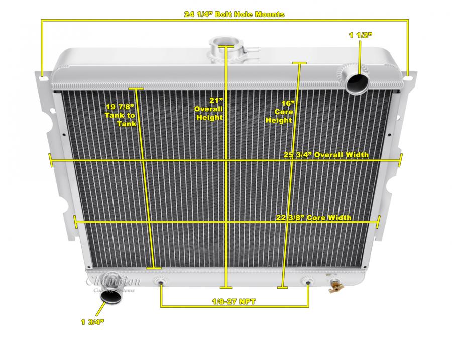 Champion Cooling 3 Row All Aluminum Radiator Made With Aircraft Grade  Aluminum CC2375B