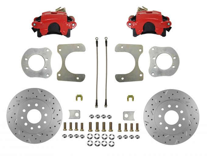 Leed Brakes Rear Disc Brake Kit with Drilled Rotors and Red Powder Coated Calipers RRC4001X