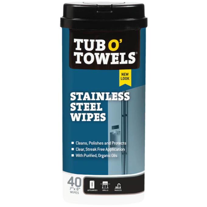 Tub O' Towels Stainless Steel Wipes, 40-Count