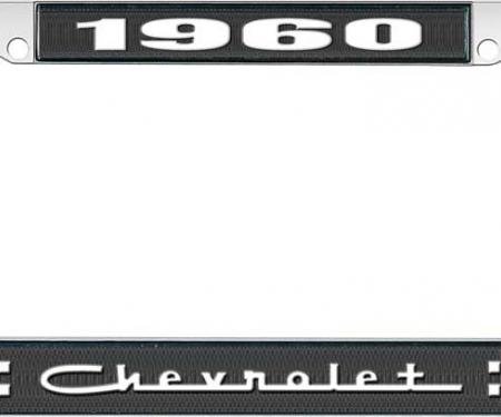 OER 1960 Chevrolet Style #5 Black and Chrome License Plate Frame with White Lettering LF2236005A