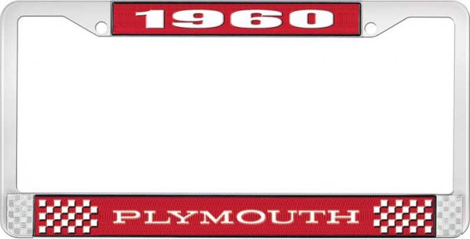 OER 1960 Plymouth License Plate Frame - Red and Chrome with White Lettering LF122160C