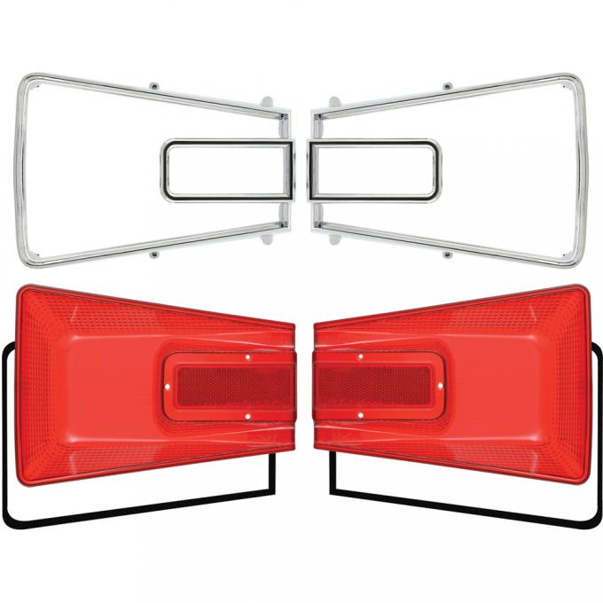 OER 1966 Coronet Tail Lamp Kit, Lenses, Bezels, and Gaskets, LH and RH Sides *MB7003