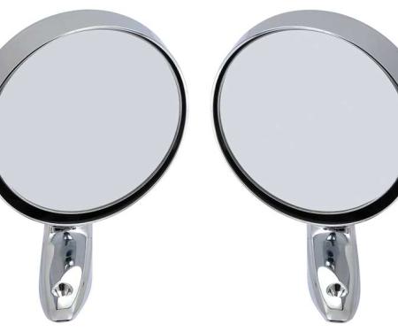 OER 1967-74 Mopar A & B-Body Remote Outer Door Mirrors Pair - Round Style *881237