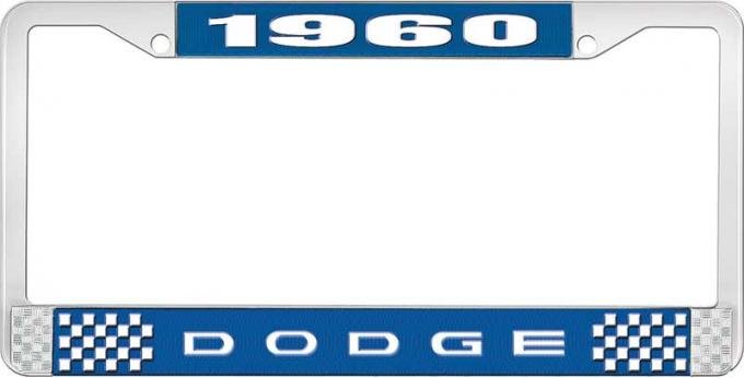 OER 1960 Dodge License Plate Frame - Blue and Chrome with White Lettering LF120960B