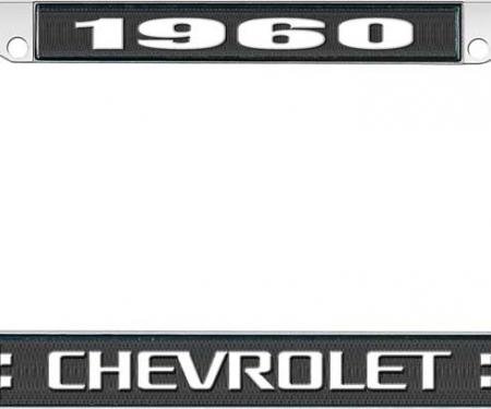 OER 1960 Chevrolet Style #3 Black and Chrome License Plate Frame with White Lettering LF2236003A