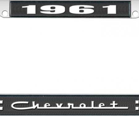 OER 1961 Chevrolet Style #5 Black and Chrome License Plate Frame with White Lettering LF2236105A