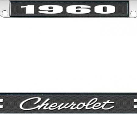 OER 1960 Chevrolet Style #4 Black and Chrome License Plate Frame with White Lettering LF2236004A