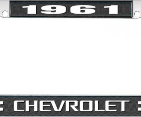 OER 1961 Chevrolet Style #3 Black and Chrome License Plate Frame with White Lettering LF2236103A