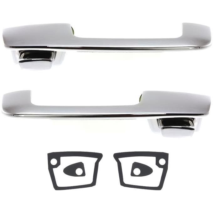 OER 1971-76 Dodge, Plymouth A-Body, 1972-93 Dodge D/W Pickup, Front Outer Door Handle Set, With Chrome Buttons MA7176