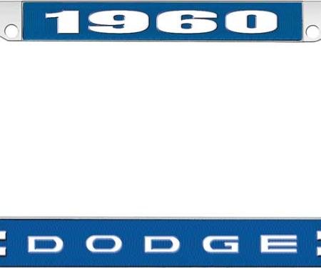 OER 1960 Dodge License Plate Frame - Blue and Chrome with White Lettering LF120960B